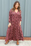 Izarra Leopard Print Dress Burgundy