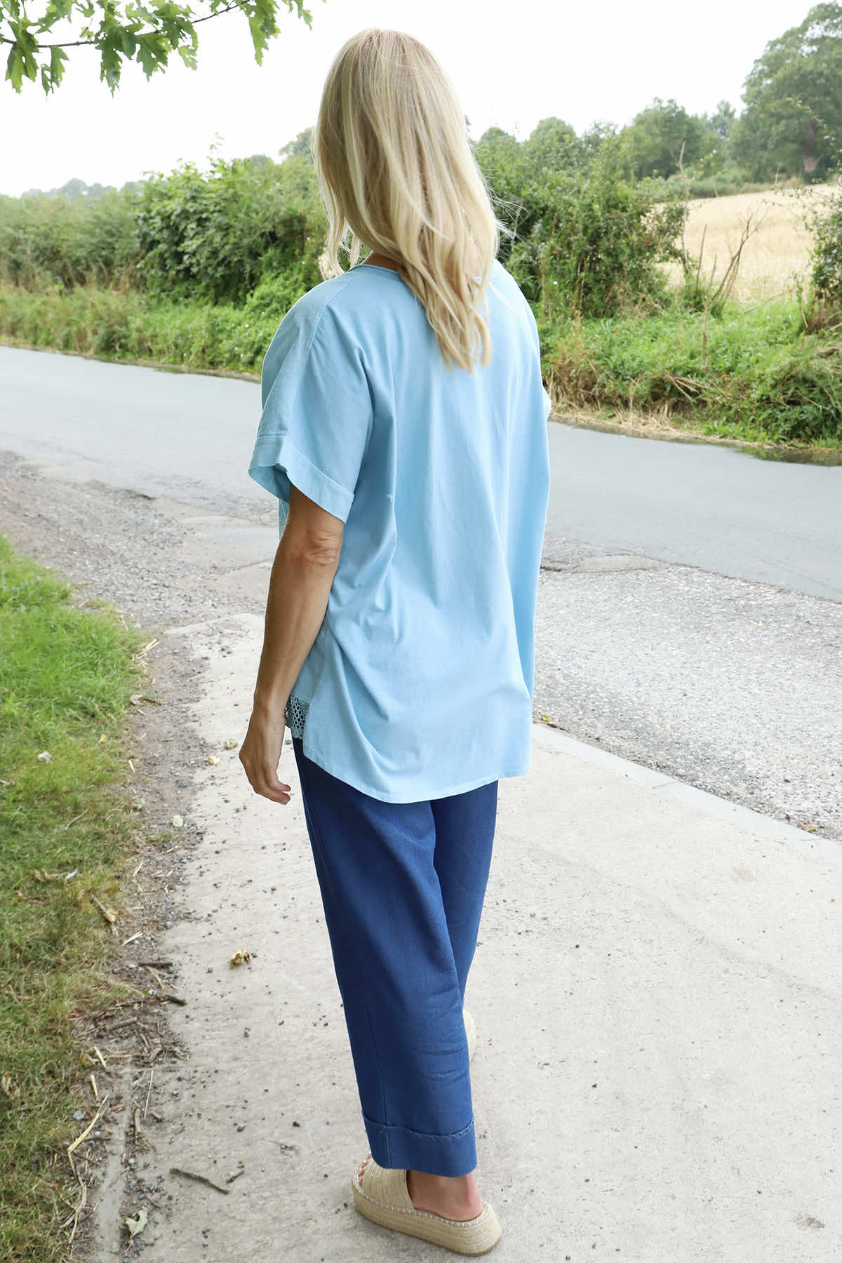 Vera Pocket Linen Top Light Blue