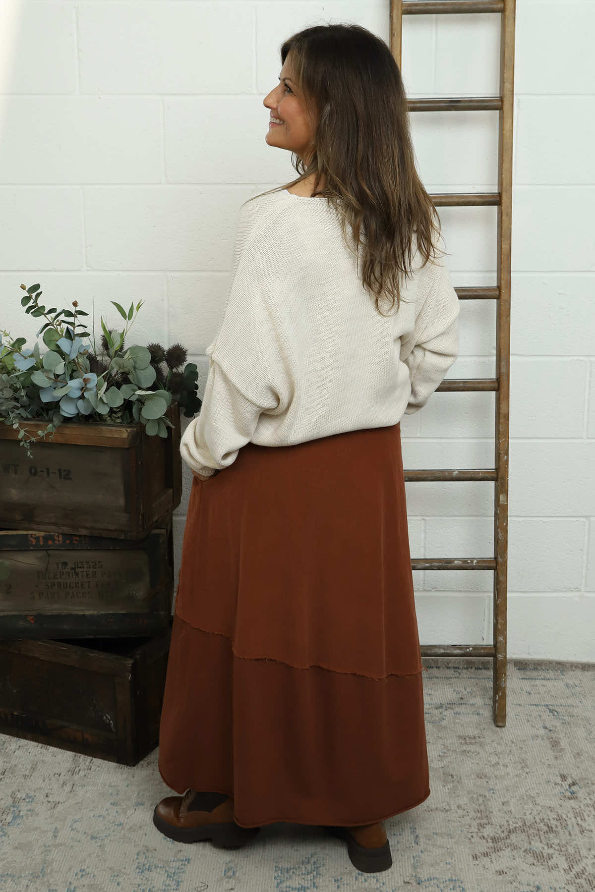 Kyra Needlecord Skirt Burnt Orange