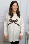 Melinda Bow Knitted Jumper Stone