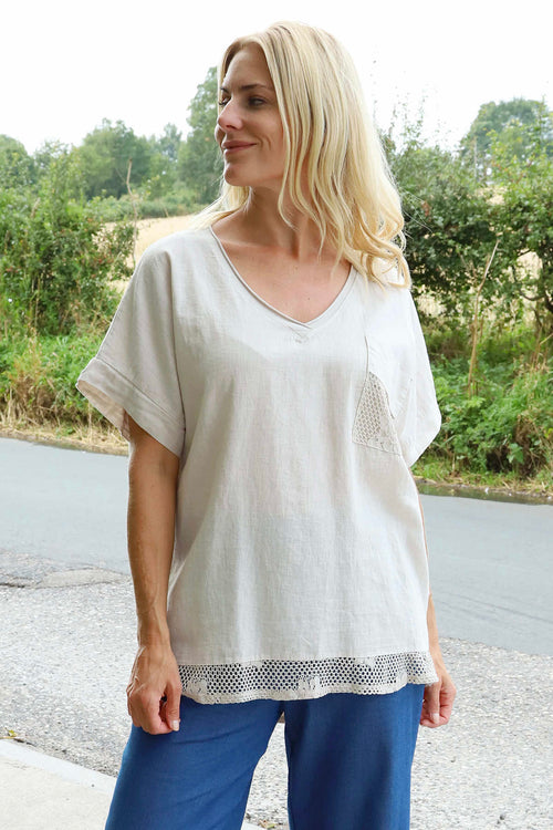 Vera Pocket Linen Top Stone - Image 1