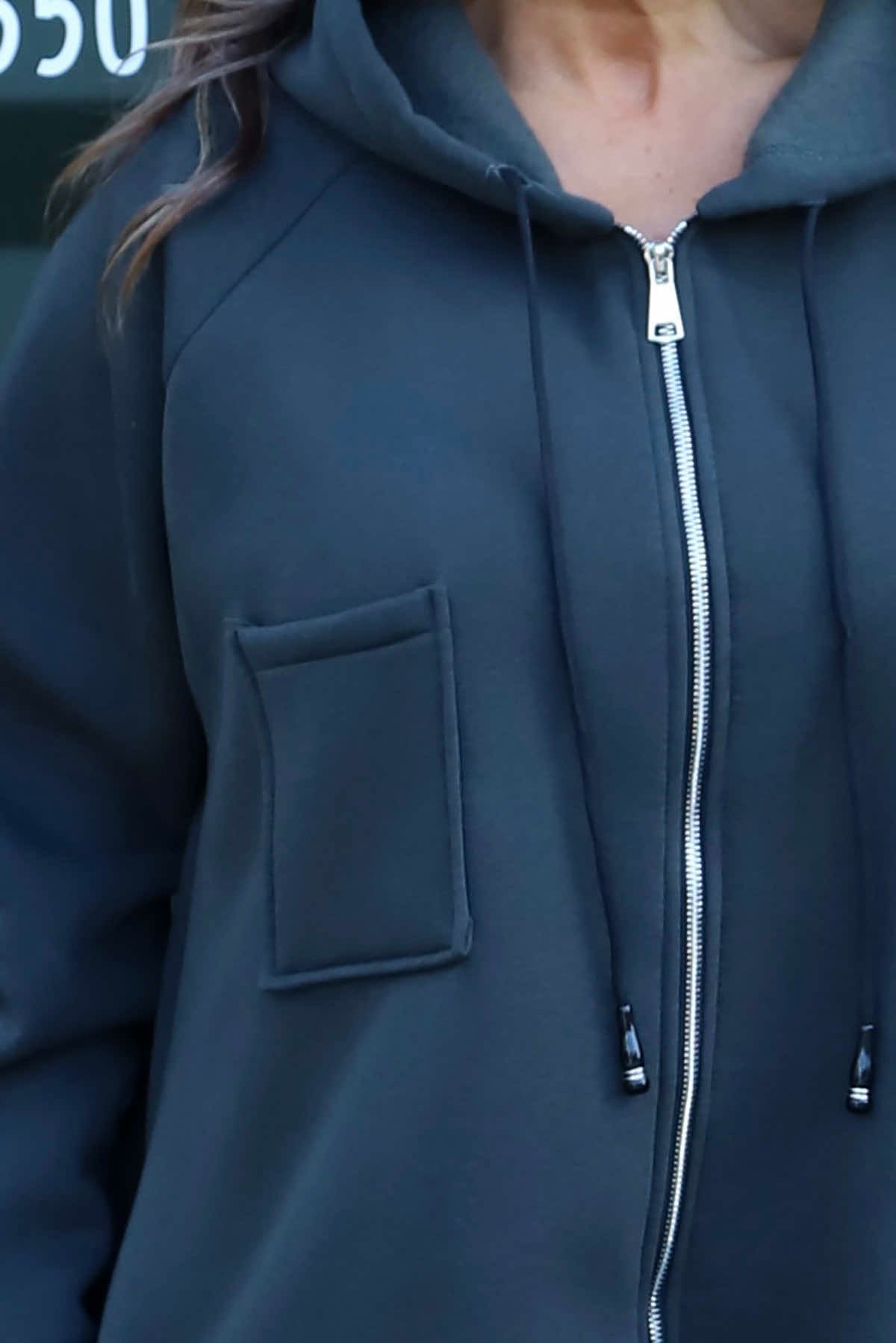 Emelina Zip Hooded Cotton Jacket Khaki