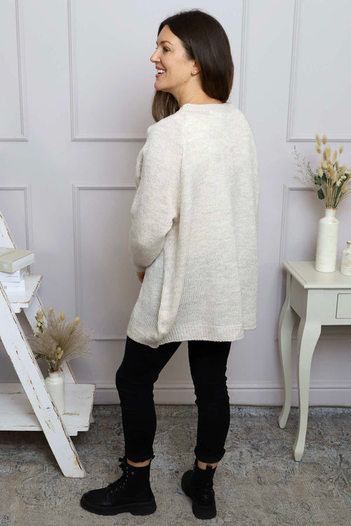 Melinda Bow Knitted Jumper Stone - Image 4