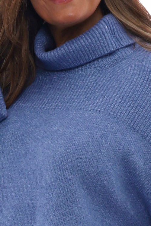 Delphi Polo Neck Knitted Jumper Blue - Image 6