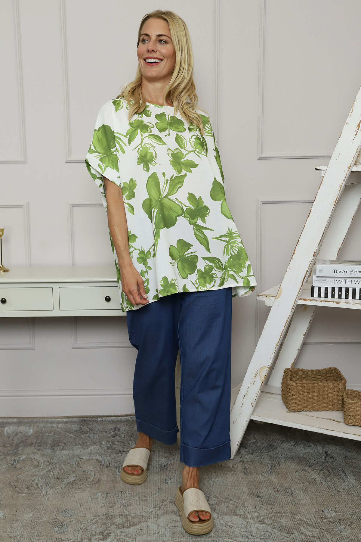 Liliana Floral Top Olive