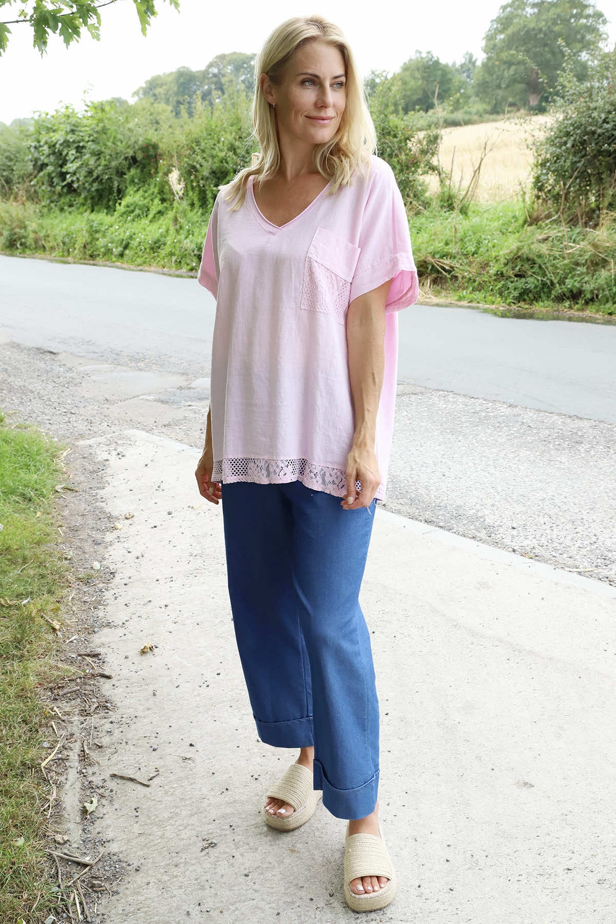 Vera Pocket Linen Top Pink