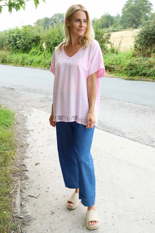 Vera Pocket Linen Top Pink - Image 2