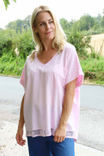 Vera Pocket Linen Top Pink Pink - Vera Pocket Linen Top Pink
