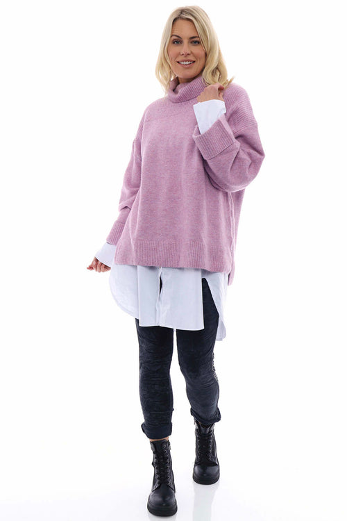 Delphi Polo Neck Knitted Jumper Lilac - Image 7