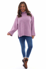 Delphi Polo Neck Knitted Jumper Lilac Lilac - Delphi Polo Neck Knitted Jumper Lilac