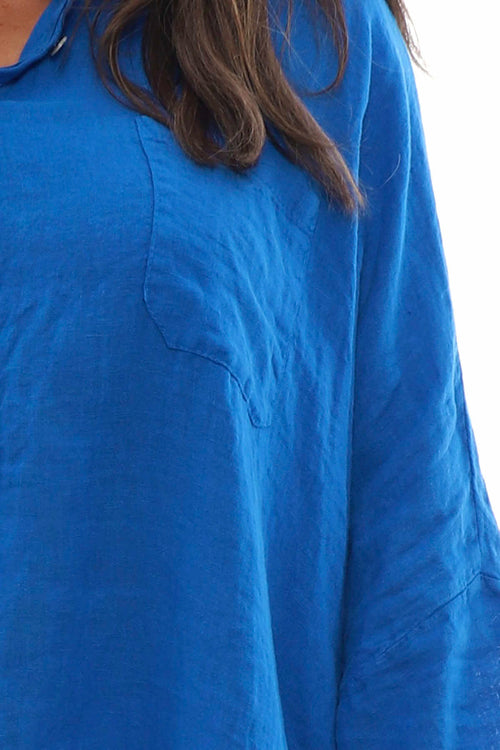 Par Linen Shirt Cobalt - Image 4