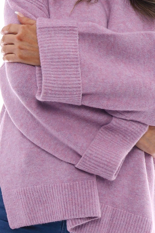 Delphi Polo Neck Knitted Jumper Lilac - Image 2