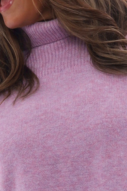 Delphi Polo Neck Knitted Jumper Lilac - Image 4
