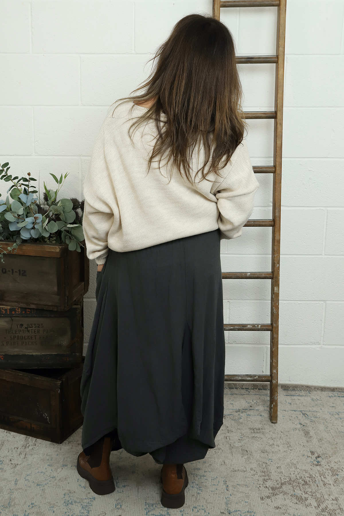 Orla Parachute Linen Skirt Mid Grey