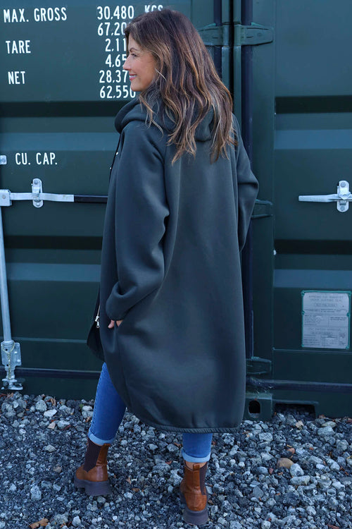 Emelina Zip Hooded Cotton Jacket Khaki - Image 4