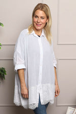Reban Lace Trim Cotton Shirt White White - Reban Lace Trim Cotton Shirt White