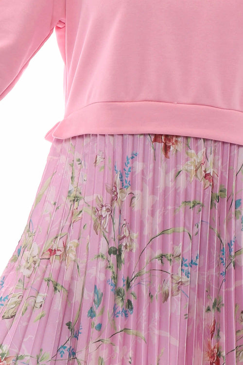 Kinzle Floral Pleated Jumper Dress Pink - Image 2