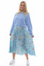 Kinzle Floral Pleated Jumper Dress Powder Blue