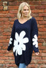 Joan Flower Knitted Jumper Navy