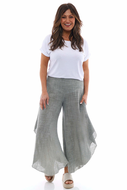 Aralyn Washed Cotton Harem Pants Khaki - Image 1