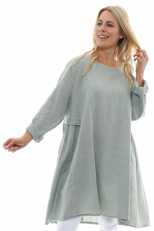 Maisie Washed Linen Tunic Khaki - Image 4