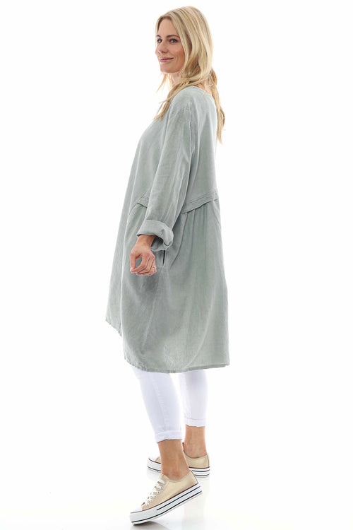Maisie Washed Linen Tunic Khaki - Image 5