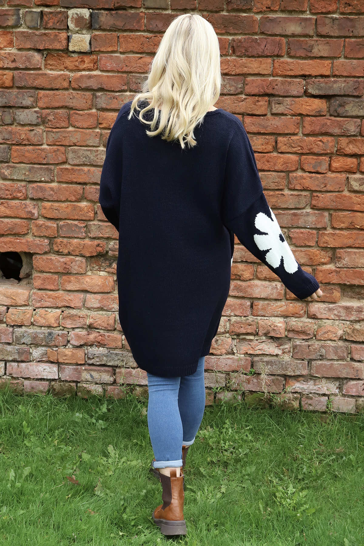 Joan Flower Knitted Jumper Navy