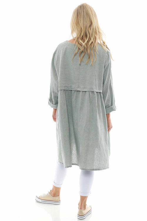 Maisie Washed Linen Tunic Khaki - Image 6