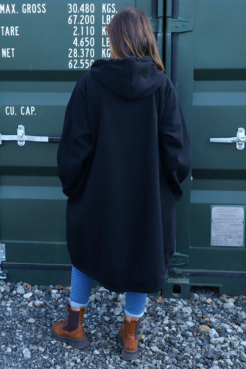 Emelina Zip Hooded Cotton Jacket Black - Image 4