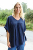 Ravello Crinkle Cotton Top Navy