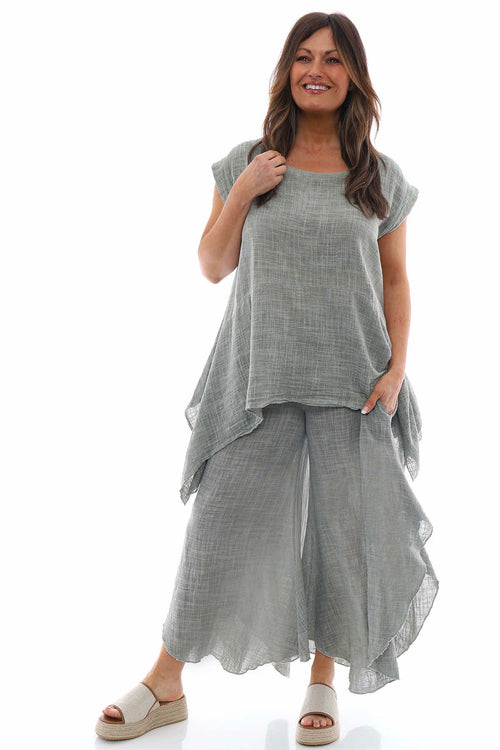 Aralyn Washed Cotton Harem Pants Khaki - Image 2