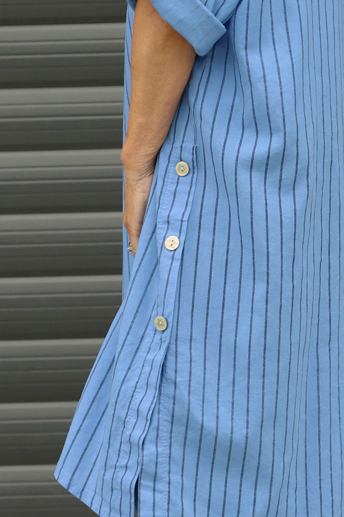 Beadnell Stripe Linen Tunic Blue