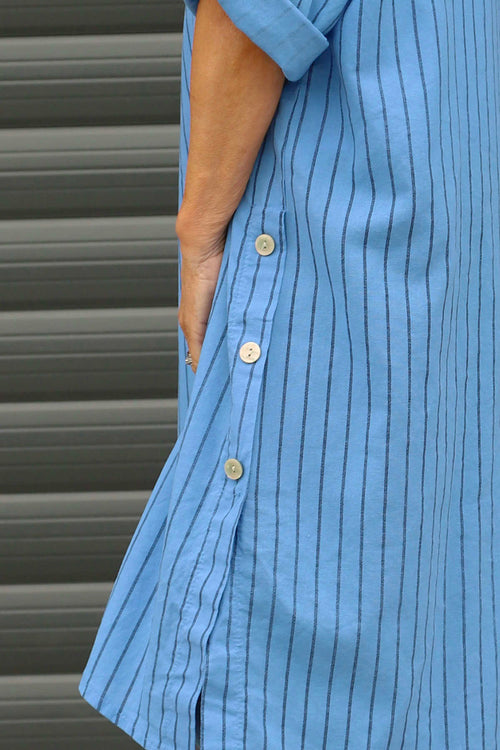 Beadnell Stripe Linen Tunic Blue - Image 3