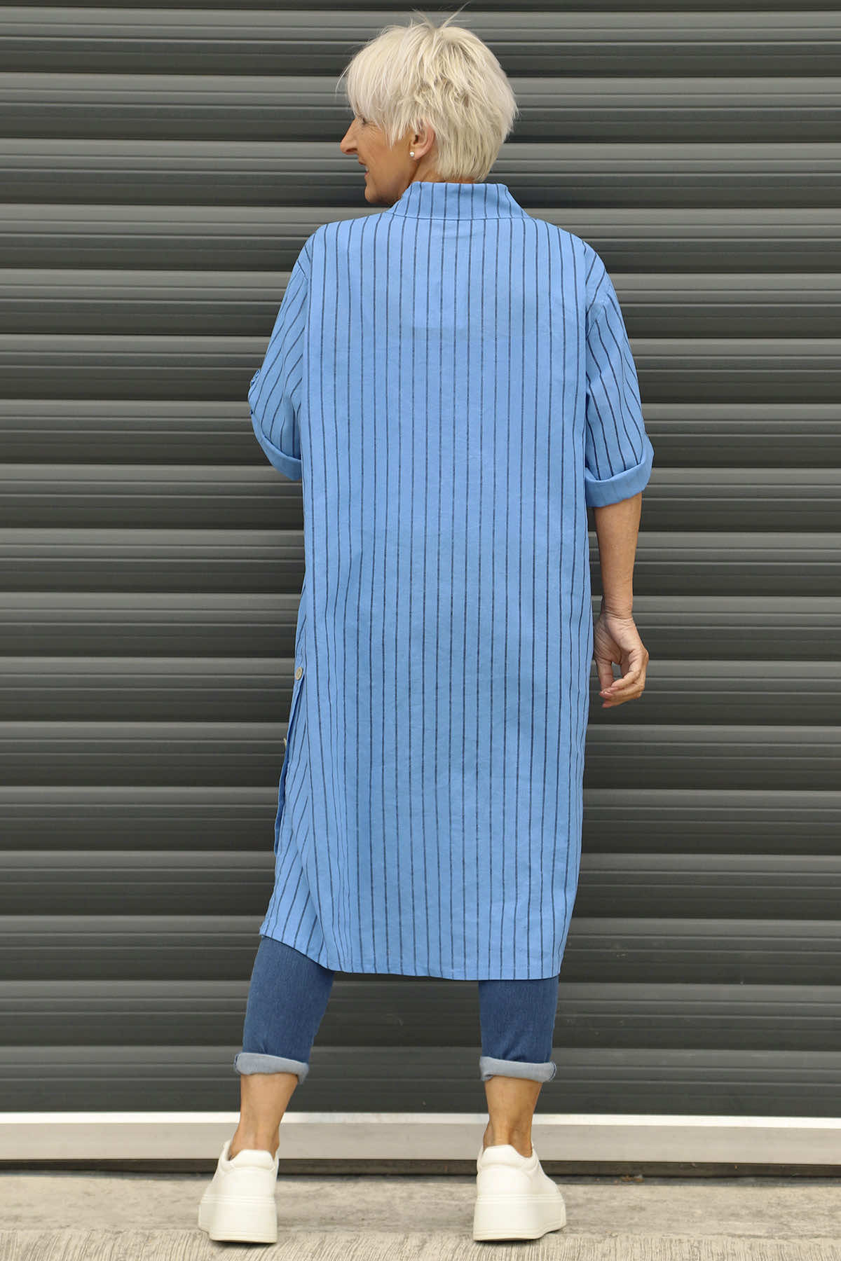 Beadnell Stripe Linen Tunic Blue