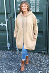 Emelina Zip Hooded Cotton Jacket Camel