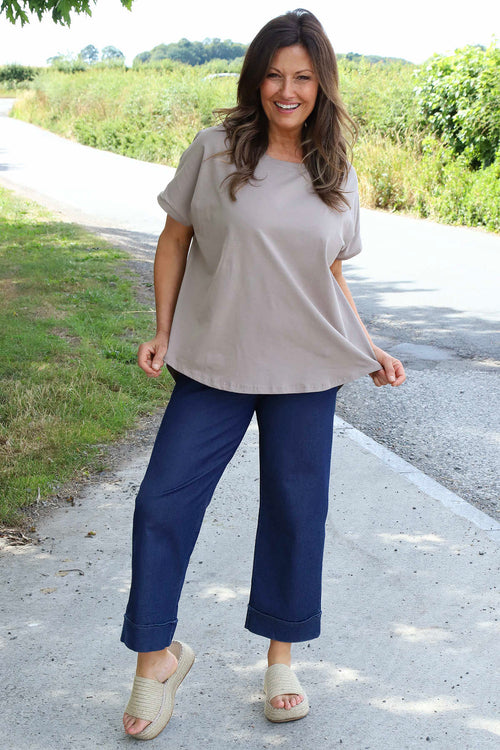 Amara Dipped Hem Cotton Top Mocha - Image 3
