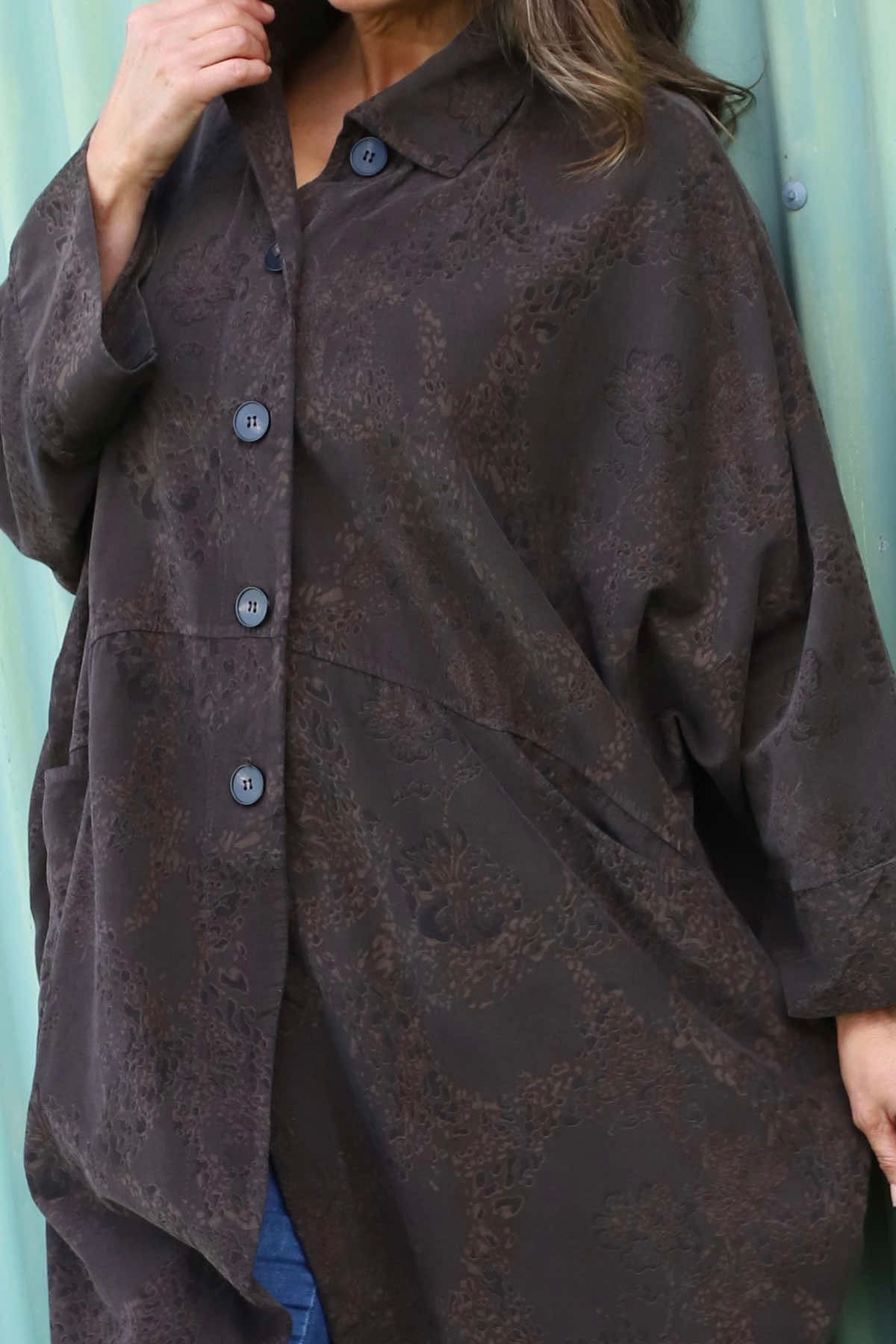 Ember Print Needlecord Shirt Cocoa