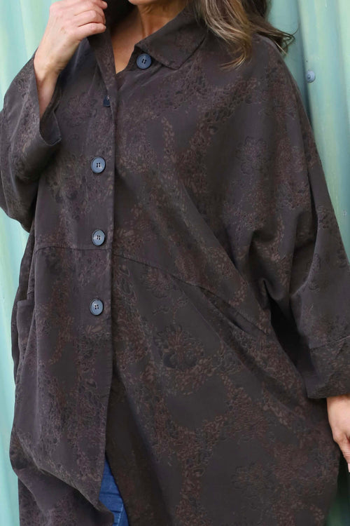 Ember Print Needlecord Shirt Cocoa - Image 3