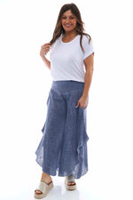 Aralyn Washed Cotton Harem Pants Navy Navy - Aralyn Washed Cotton Harem Pants Navy