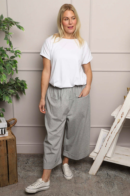 Jaye Pocket Cotton Trousers Marl Grey - Image 1