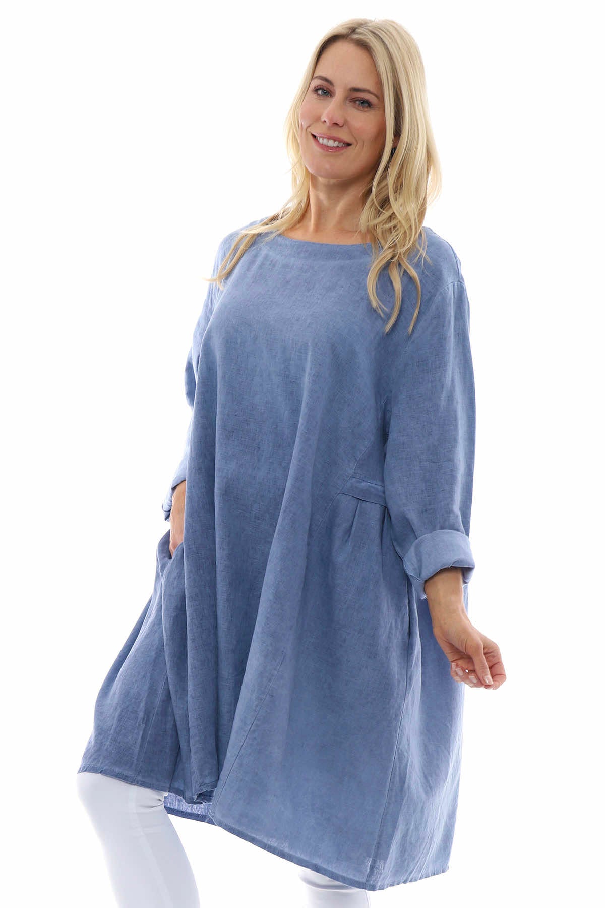 Maisie Washed Linen Tunic Navy