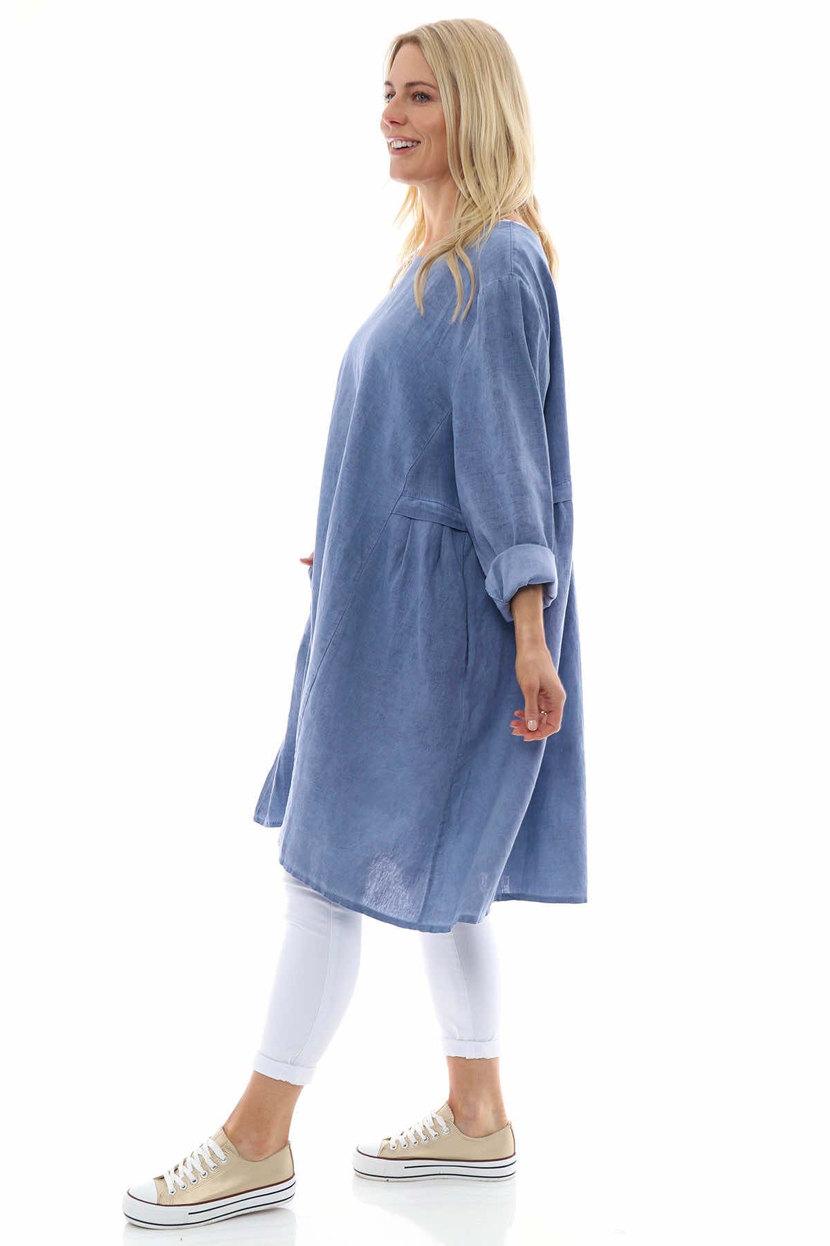 Maisie Washed Linen Tunic Navy