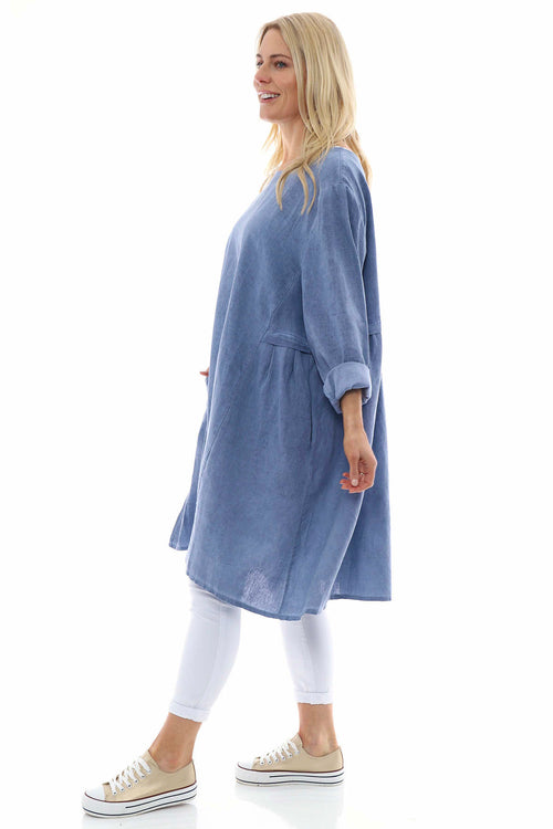 Maisie Washed Linen Tunic Navy - Image 5