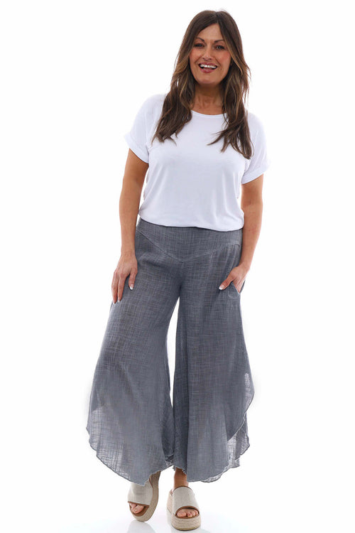 Aralyn Washed Cotton Harem Pants Mid Grey - Image 1