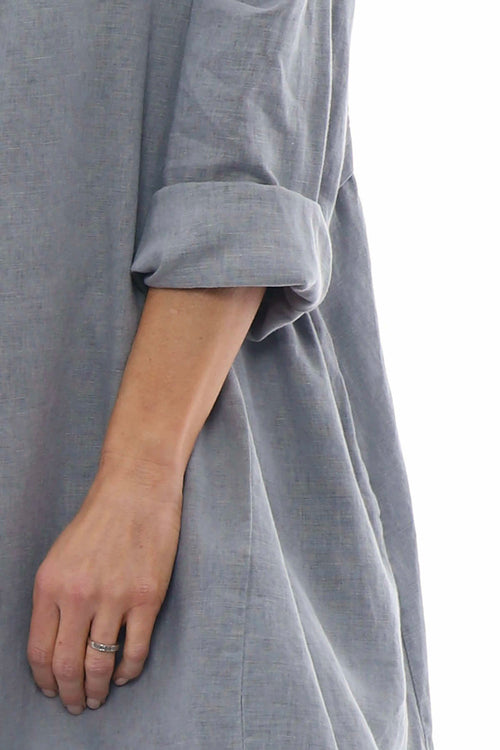 Maisie Washed Linen Tunic Mid Grey - Image 2