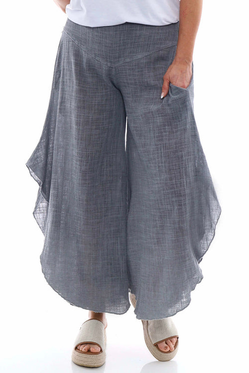 Aralyn Washed Cotton Harem Pants Mid Grey - Image 3
