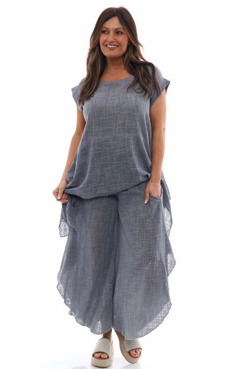 Aralyn Washed Cotton Harem Pants Mid Grey - Image 2