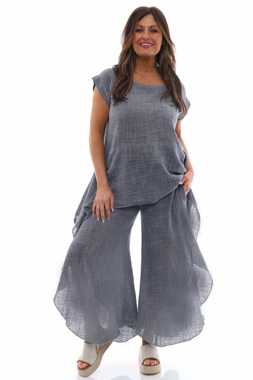 Aralyn Washed Cotton Harem Pants Mid Grey - Image 8