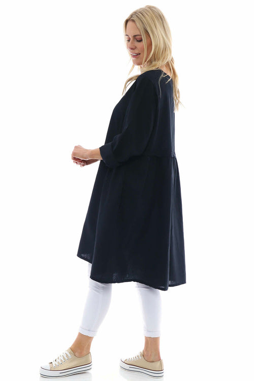 Maisie Washed Linen Tunic Black - Image 5