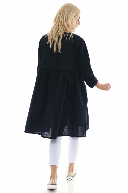 Maisie Washed Linen Tunic Black - Image 6